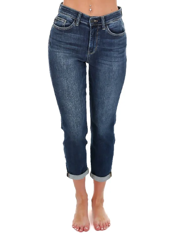 Women's Where You Are High Rise Cuffed Jeans In Dark Classic Slim Fit Jeans
