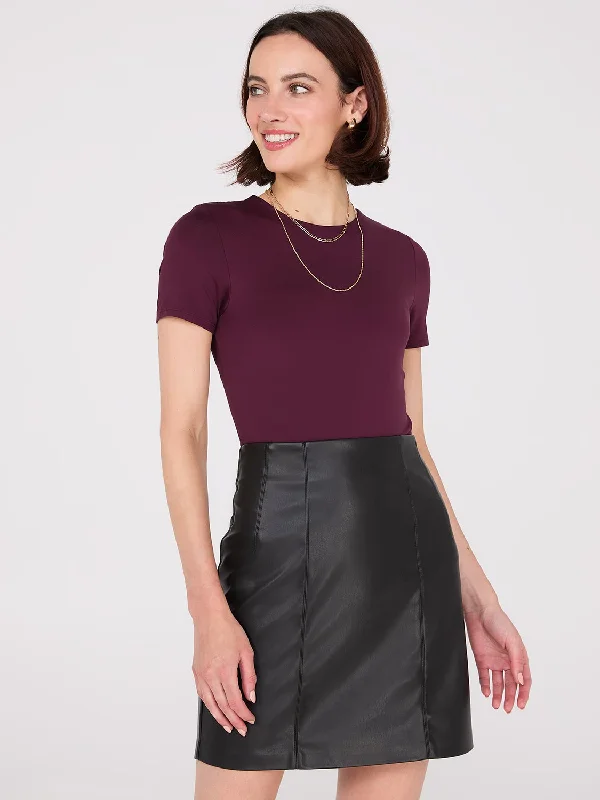 Faux Leather Mini Skirt corduroy skirt textured