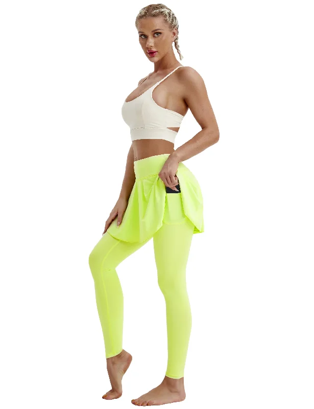 Athletic Tennis Golf Skort with Pocket Shorts neonyellow_Plus Size wool skirt sturdy