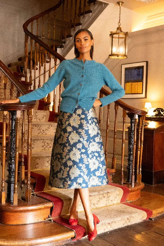 Neesa Skirt in Blue Floral Brocade tulle skirt dreamy
