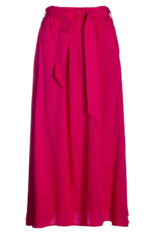 A line Skirt with self belt | CERISE | 6312AR linen skirt light
