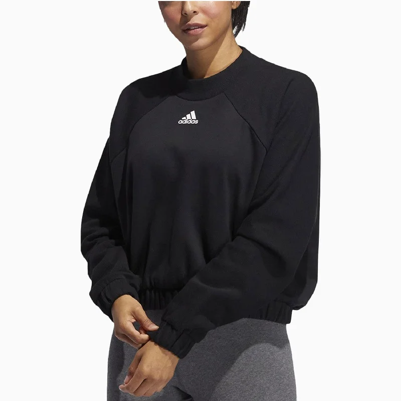 Women's Black Rib Crew Sweatshirt Hoodie with Full-Zip Functional Layering