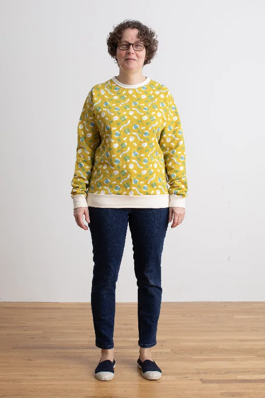 Adult Sweatshirt - Busy Bugs Chartreuse & Blue Hoodie with Slit Hem Functional Movement Adult Sweatshirt - Busy Bugs Chartreuse & Blue Hoodie with Slit Hem Functional Movement