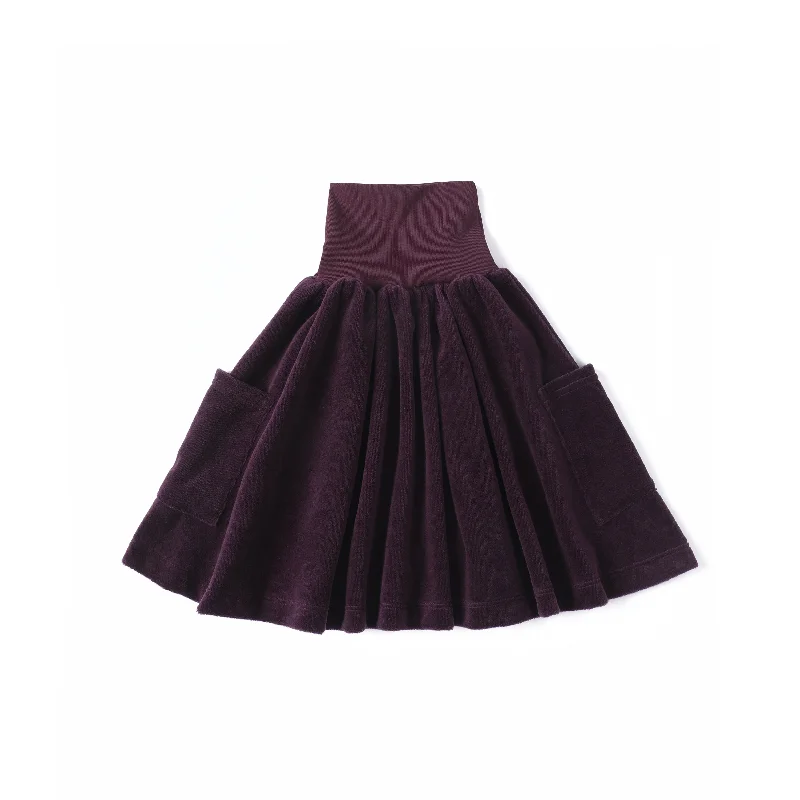 Anecdote Plum Velour High Waisted Skirt With Pockets corduroy skirt comfortable