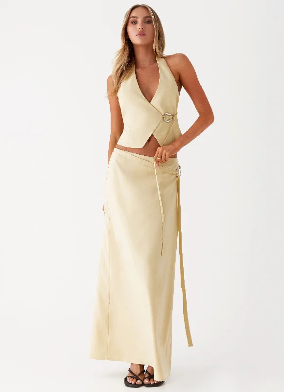 Azura Maxi Skirt - Yellow cashmere skirt fine