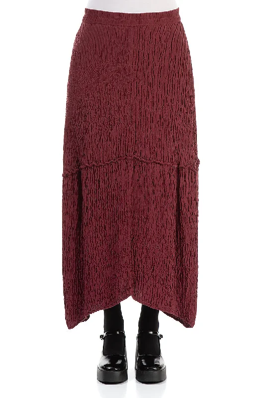 Balloon Burgundy Crinkled Silk Maxi Skirt satin skirt smooth