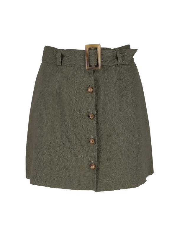 belted linen mini skirt linen skirt breathable