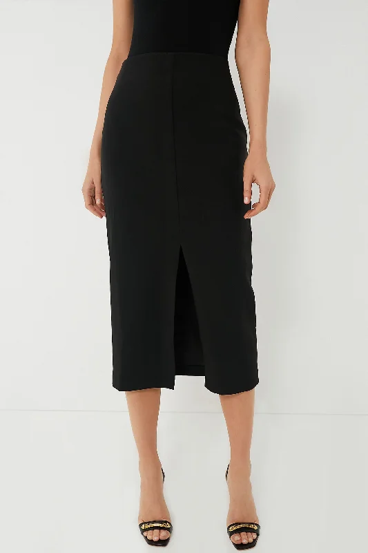 Black Louna Midi Skirt corduroy skirt textured