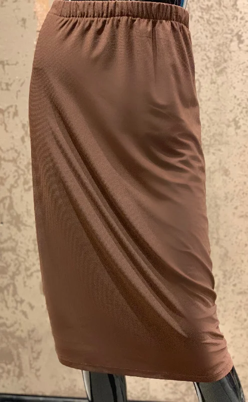 Pencil Skirt -Brown silk skirt smooth