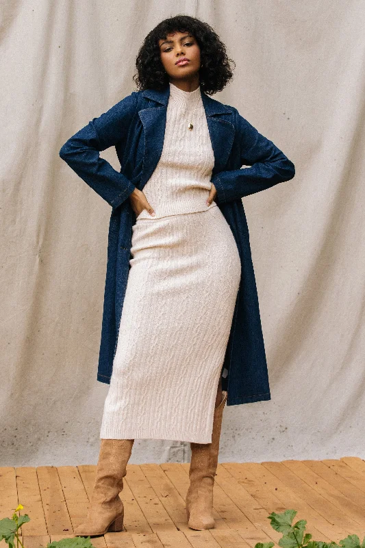 Cable Knit Midi Skirt cashmere skirt fine
