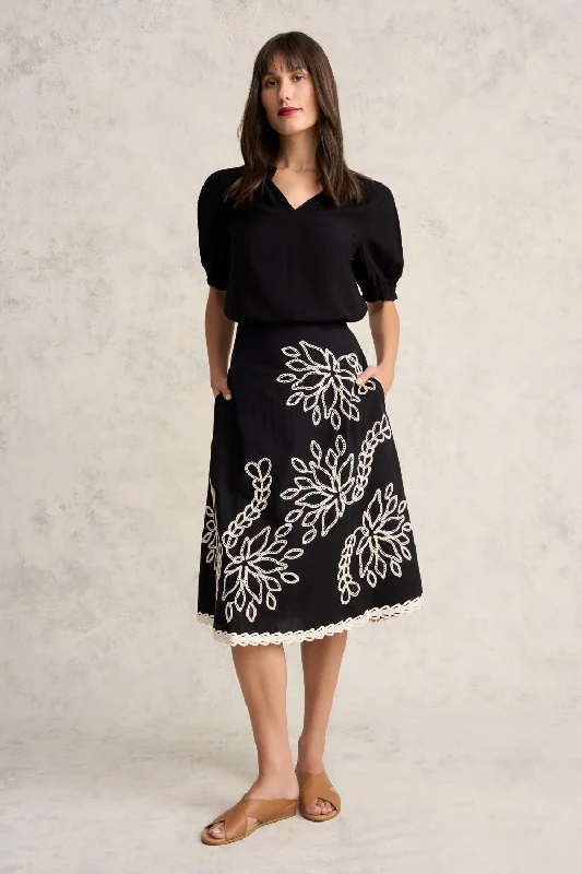 Embroidered Cotton Skirt wool skirt warm