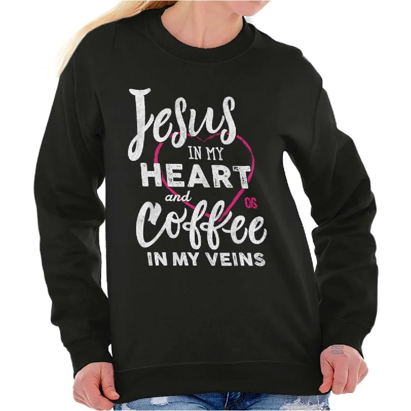Coffee Veins Crewneck Sweatshirt Hoodie with Hem Fringe Bohemian Relaxed