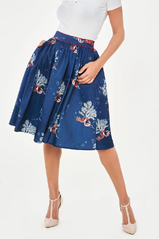 Colbie Flare Coral Print Skirt velvet skirt sumptuous