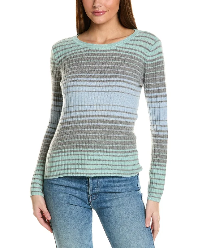 Collaboration Meredith Ombre Ribbed Cashmere Sweater Zippered Buttoned Snapped