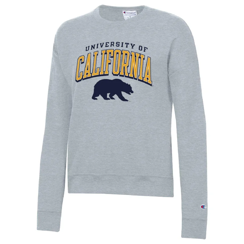U.C. Berkeley California arch and bear Triumph Champion crew-neck sweatshirt-Grey Hoodie with Reflective Safety Nightwear U.C. Berkeley California arch and bear Triumph Champion crew-neck sweatshirt-Grey Hoodie with Reflective Safety Nightwear