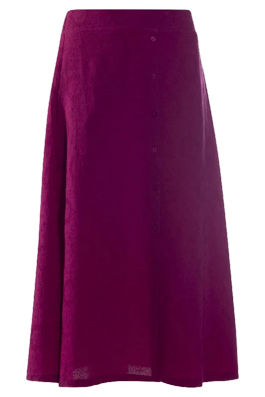 Cotton Blend Floral embossed Skirt | MAGENTA | 6135AR tiered skirt playful