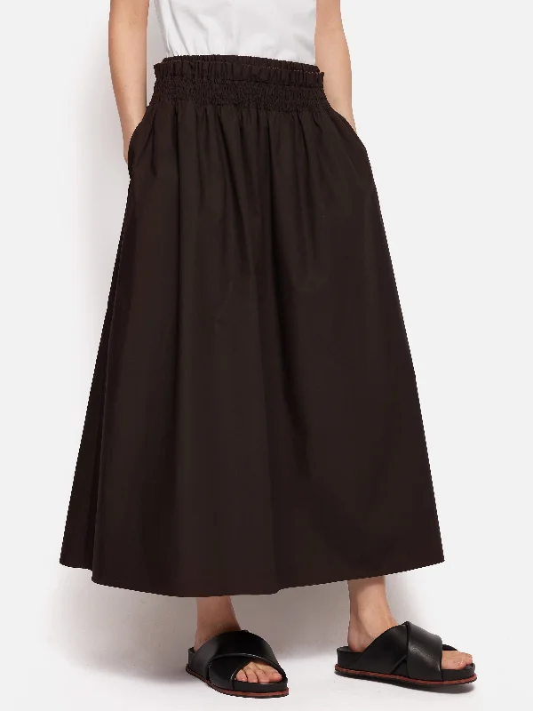 Cotton Poplin Skirt | Brown corduroy skirt durable