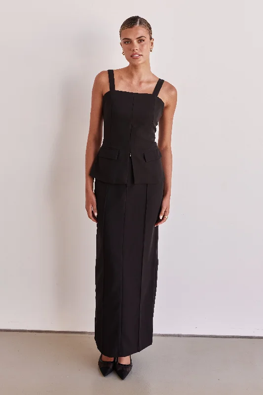 Daine Maxi Skirt (Black) corduroy skirt cozy
