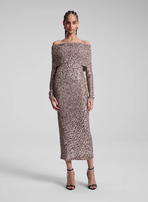 Dana Metallic Knit Midi Skirt velvet skirt luxurious