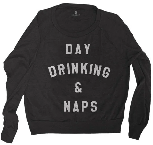 Day Drinking & Naps - Raglan Sweatshirt - TriBlack Hoodie with Hem Fringe Bohemian Relaxed Day Drinking & Naps - Raglan Sweatshirt - TriBlack Hoodie with Hem Fringe Bohemian Relaxed