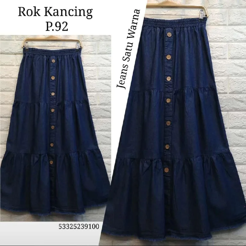 Denim Tiered Skirt silk skirt sleek