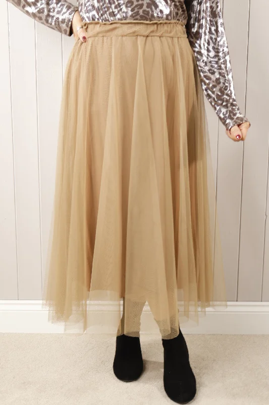 Dilly Plain net skirt  Gold belted skirt waist