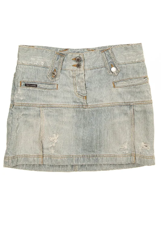 Dolce & Gabbana - Light Blue Denim Mini Skirt - IT 40 button skirt front