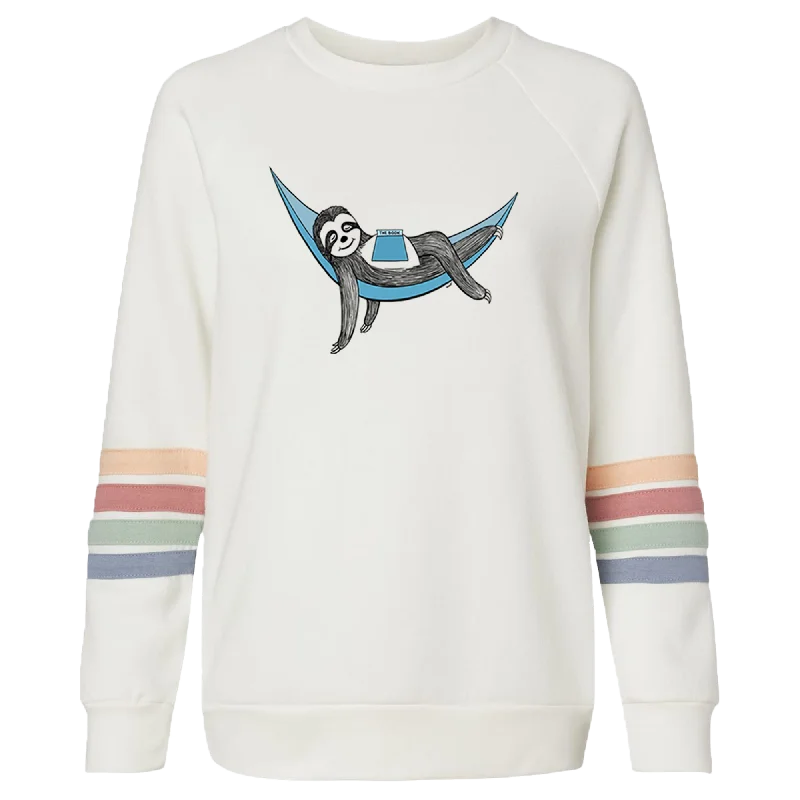 Sloth Women's Crewneck Sweatshirt Hoodie with Button Placket Classic Preppy