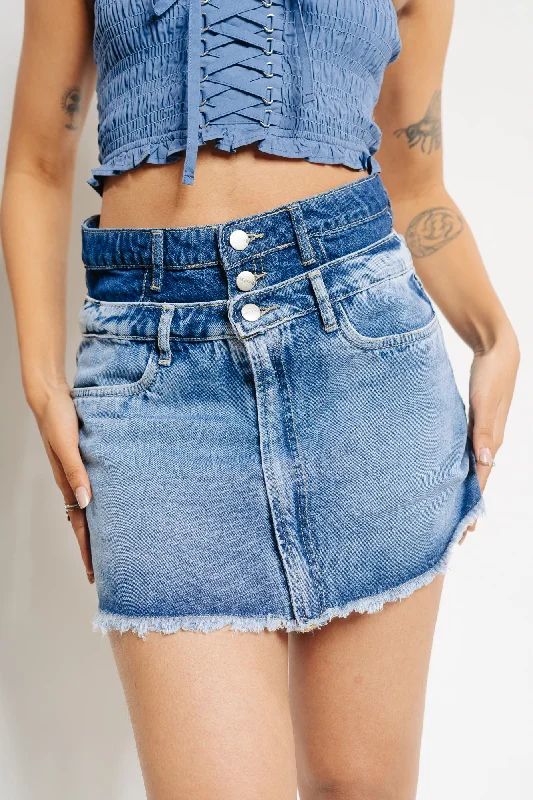 Dual Denim Short Skirt cashmere skirt soft