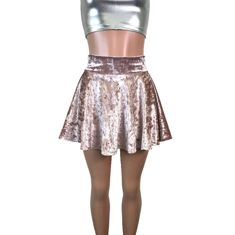 Skater Skirt - Dusty Pink Crushed Velvet pleated skirt texture