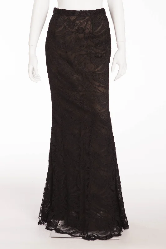 Emilio Pucci - Lace Black Maxi Skirt, IT 42 wrap skirt elegant
