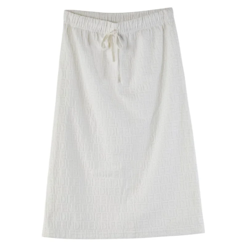 Fendi Logo Skirt Cotton Nylon White corduroy skirt durable