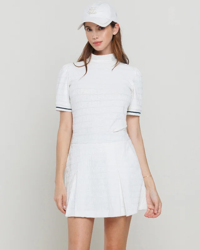 FL jacquard volume logo band skirt - White leather skirt bold