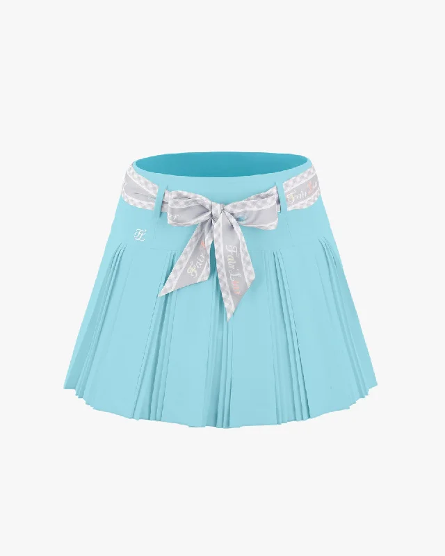 Scarf Set Pleated Skirt - Blue cotton skirt soft