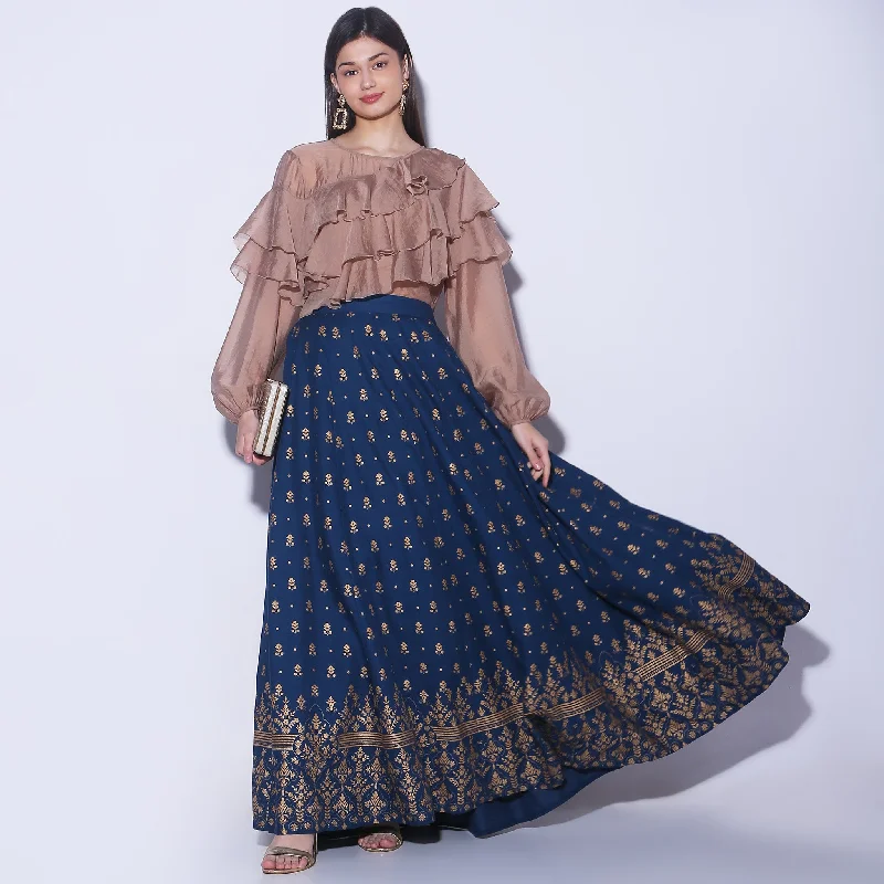 Flare Fit Mid Rise Skirt low waist skirt