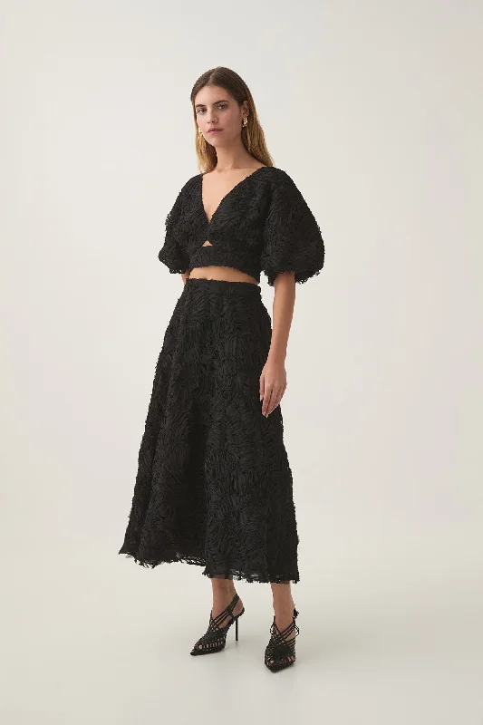 Florential Textured Midi Skirt corduroy skirt durable