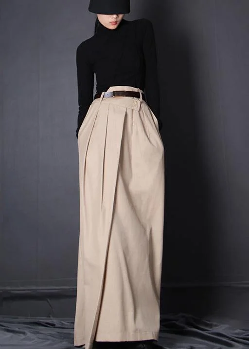 French Beige asymmetrical design Patchwork Skirt Summer maxi skirt elegant