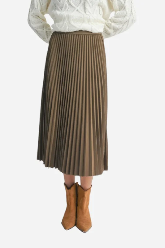 Sadie & Sage Full of Charm Midi Skirt Brown high waist skirt