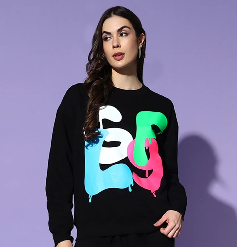 GFL09 Round Neck Oversized Sweatshirt Cotton Hoodie Fleece Lining Warmth