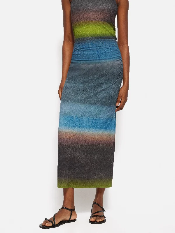 Glazed Abstract Jersey Skirt | Brown denim skirt classic