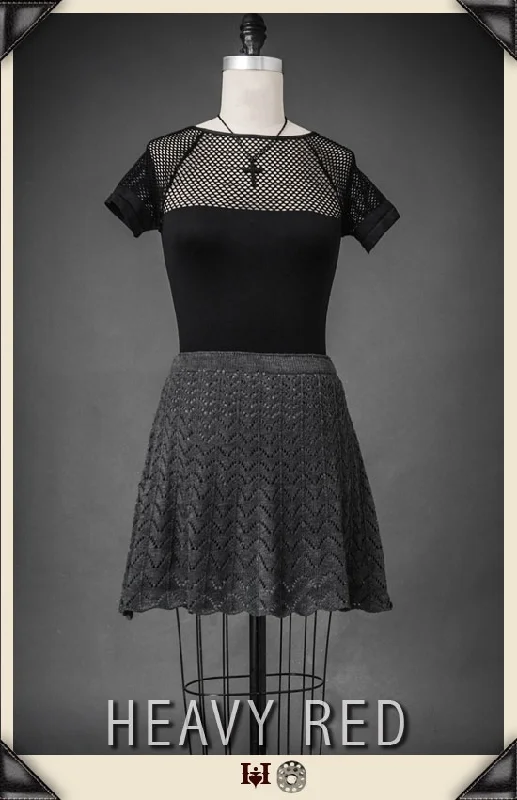 Grey Scallop Knit Skirt chiffon skirt airy