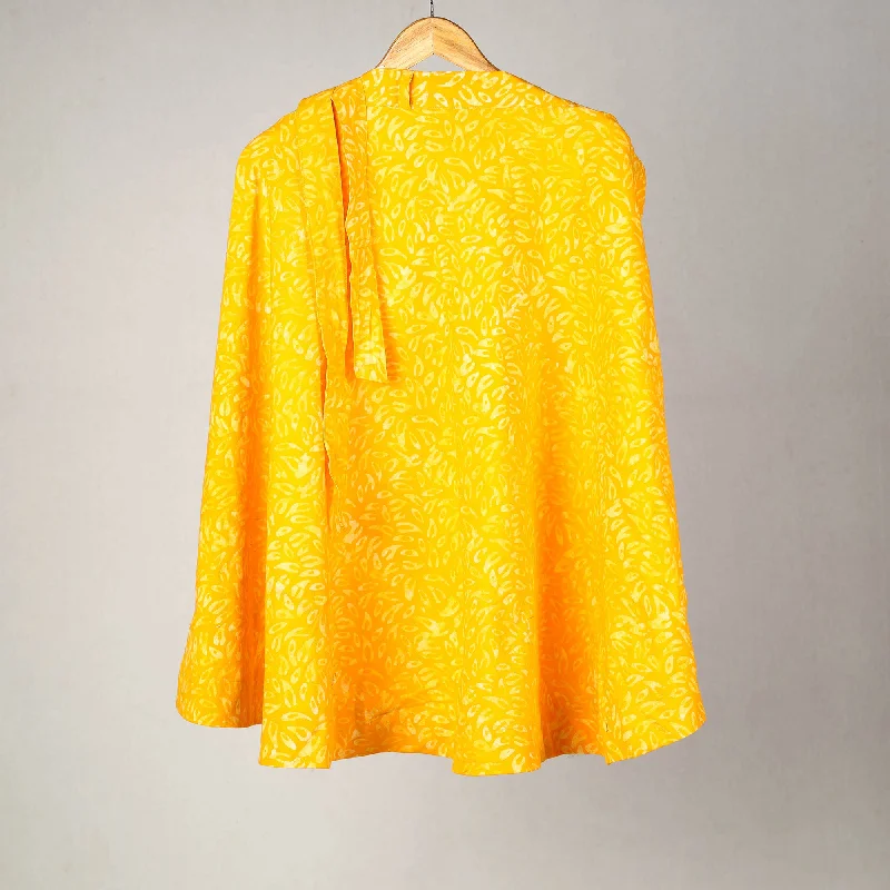 Yellow - Hand Batik Print Cotton Wrap Around Skirt 24 lace skirt romantic