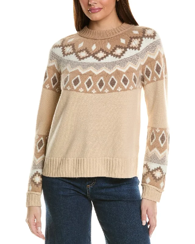 Hannah Rose Fairisle Wool, Angora & Cashmere-Blend Sweater Sequined Glittery Shiny