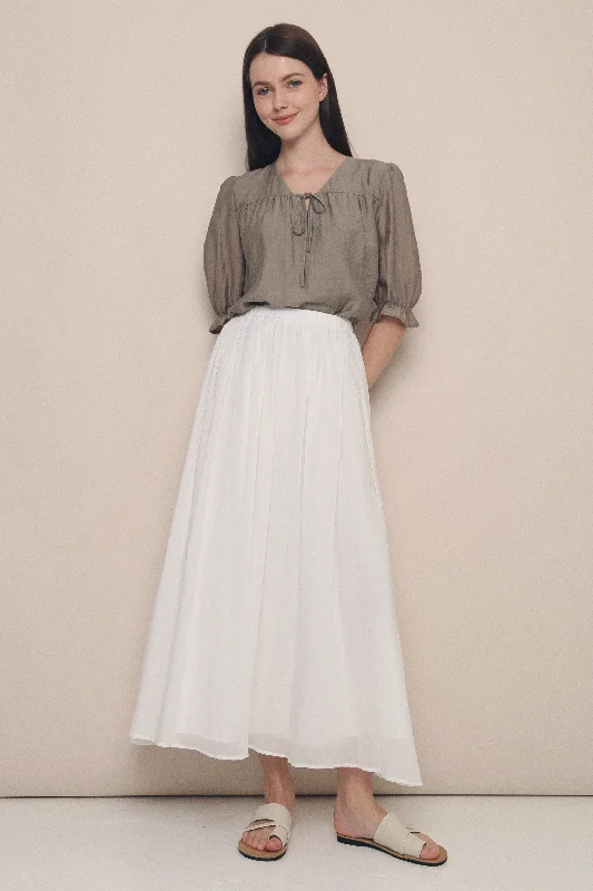 Hathaway Airy Maxi Skirt White corduroy skirt cozy
