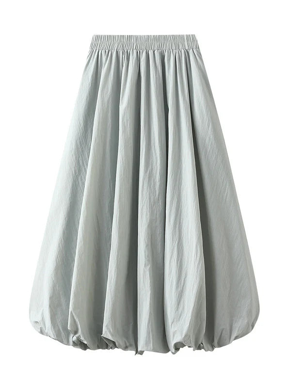 High Waist and Slim Flower Bud Lantern Skirt linen skirt airy