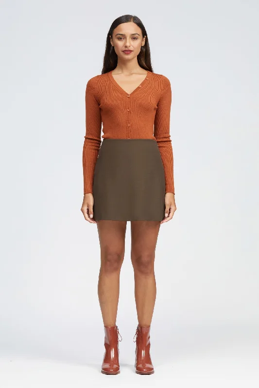 Hilden Skirt Chocolate silk skirt smooth