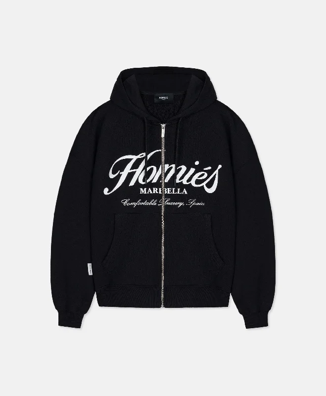 HOMIÉS ESSENTIALS ZIPPER HOODIE BLACK Hoodie with Button Classic Timeless