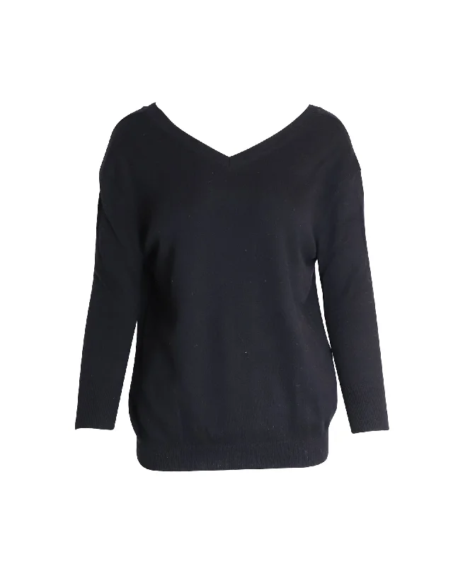 Isabel Marant V-neck Sweater in Black Cotton Elegant Classic Vintage