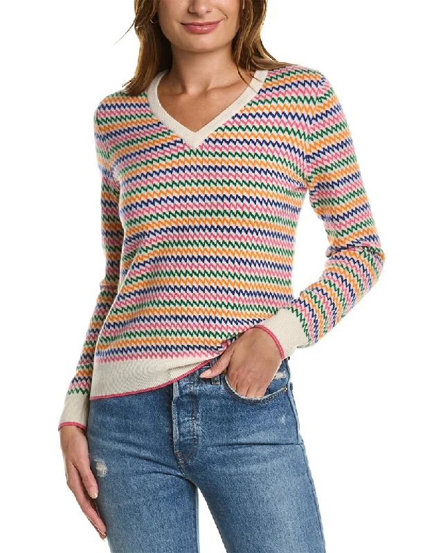 Kier+J Zig-Zag Cashmere Sweater Neon Metallic Matte