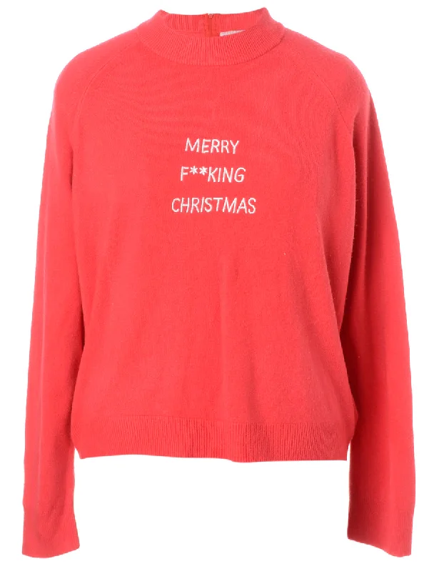 Label Merry F**king Christmas Sweater Spandex Rayon Corduroy